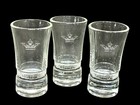 Sobieski Vodka Shot Glass Set Of 3 Embossed Crown Logo Clear Commercial Grade