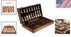 15  Folding Walnut Chess Set With Storage - Tournament-size Portable Chess Board