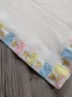 Vtg Cannon Mills Waffle Knit Baby Blanket  Chics Nylon Binding 52  X 36  Lovey