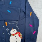 Snowman Ugly Christmas Cardigan Sweater Womens Xl Blue Holiday Festive Winter