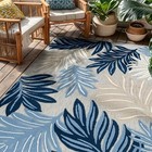 Transitional High-low Textured Indoor Outdoor Rug Dark Blue 4  X 6  - Indoor