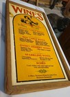 Vintage 1970s Bar Wall Hanger Wood Framed Wines Menu Plaque Sign 16  X 8-1 2 