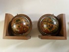 Bookends Vintage Globe Set Wooden World Map-spinning