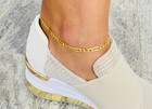 Real 10k Yellow Gold 3 5mm Figaro Chain Anklet Or Bracelet  9   -  Bc93