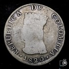 Colombia Cundinamarca  8 Reales 1820 Jf  Silver Crown Coin