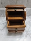 Vintage Secretary Style Wood Roll Top Recipe Desk Box 