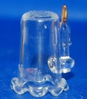 Clear Glass Thimble With Candle On The Side - Ruffled Bottpm Rim