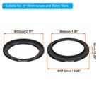 2 Pcs 46mm-55mm Metal Step Up Ring Camera Lens Filter Adapter Ring Black