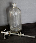 Vtg Clear Glass Seltzer Bottle W  Removeable Lid W   coca Co A  B  Berlin Pa 