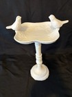 Vintage White Cast Iron Bird Bath Feeder Garden Decor Victorian 13 3 8    Rustic