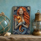 Seahorse Mermaid Metal Wall Sign 8x12     Coastal Fantasy Art And Nautical Decor