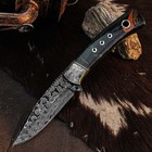 7 8  Damascus Tactical Knife Full Tang Resin Handle Fix Blade Leather Sheath