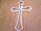 Cast Iron Wall Cross  Off White With Gold Highlights  Christian Wall Art