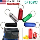  New 5 10pc Outdoor Pill Box Keychain Medicine Case Bottle Drug Holder Container