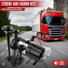 178db 4 Trumpet Horns Train Horns Kit For Super Loud Air Horn 150 Psi 12v Air   
