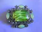 Xl  Gorgeous Czech Vintage Glass Vaseline Uranium Rhinestone Button Collectable