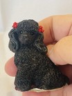 Black Poodle It   s A Small World Figurine Red Ribbon  Bows Painted Nails Vintage