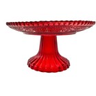 Vintage-inspired Red Glass Mini Cake Stand Pedestal Plate 5 5 Inch Diameter