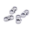 925 Sterling Silver Anti-silver Double Circle Clasp Size 9x16mm 2 Pcs Per Bag