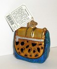 Blue Chain Purse - Old World Christmas - Blown Glass Ornament New W tag 32215