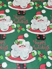 Vtg Christmas Wrapping Paper Gift Wrap Happy Holidays Cute Santa 1960 Nos