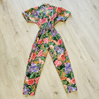 Vintage    80s Carol Anderson Jumpsuit One Piece Sz  5 6 Large Florals Print Euc
