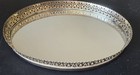 Vintage Oval Gold Filigree Vanity Dresser Mirror Perfume Makeup Tray 13  Floral