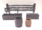 Vintage Marx Fort Apache Others Dark Brown Hard Plastic Accessories Lot X 7 Pcs 