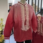 Filipino Formal Barong Tagalog Maroon With Geometric Design