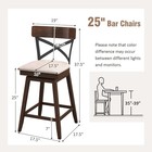 Set Of 4 Wooden Swivel Bar Stools Upholstered Counter Height Dining Chairs Brown