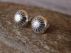 Native American Indian Sterling Silver Concho Post Stud Earrings By Gloria Ha   