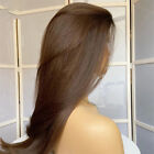 Frontal Lace Wig Layered Pre Plucked Long Straight Heat Resistant Hair Brown