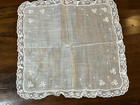 Antique Elegant White Lace Linen Handkerchief Wedding Heirloom     