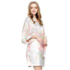 Satin Floral Powder Pink White Japanese Kimono Pajamas Sleepwear Bathrobe Xl