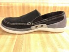 Crocs Mens 9m Walu Accent Black Gray Canvas Slip On Beach Bum Vagabond Loafers
