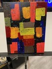 Vintage Mid-century Cubist Abstract Oil On Canvas Painting 14   x11   
