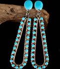 3  Sleeping Beauty Turquoise Navajo Handmade Sterling Long Dangle Earrings