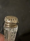 Antique Victorian Cut Glass Perfume Bottle With Sterling Silver Top