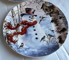 Xiteliy Holiday Snowman Bird Christmas Winter Decorative Dinner Plates Lot 4