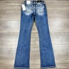 Nwt Miss Me Mid-rise Boot Cut Rhinestone Jeans Women s 26 X 34 Blue Medium Wash