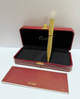 Cartier Gold Engraved Ballpoint Pen Luxury Writing Instrument With Red Gift Box