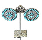 Large Navajo Gerald Mitchell Sterling Silver Turquoise Cluster Flower Earrings