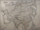 1860 Asia Original Antique Map  Lithograph Engraving With Hand Color