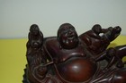 Antique Chinese Carved Boxwood Reclining Hotei Happy Buddha Wood Please Read