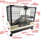 2-level Rabbit Bunny Guinea Pig Ferret Kitten Rolling Cage With Pull Out Tray