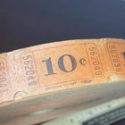 Vtg Indiana Ticket Roll Orange 10c Ten Cent Amusement Carnival Prizes Blank Back