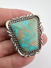 Billie Eagle Navajo Sterling Silver Royston Turquoise Stamped Bolo Tie 1 5 8 