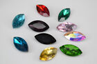100 Pcs 9mm X 18mm Rhinestone Navette Colour Glass Faceted Glass Jewels