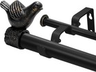 Double Curtain Rod With Bird Finial  Decorative Window Treatment Hardware Bla   