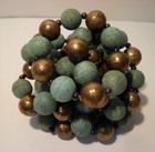 New Brass Patina Napkin Rings Holders Set 8 Large Bead Vtg Turquoise Color Metal
